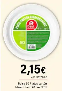 Cash Ifa BEST Bolsa 50 Platos cartón blanco llano 20 cm oferta