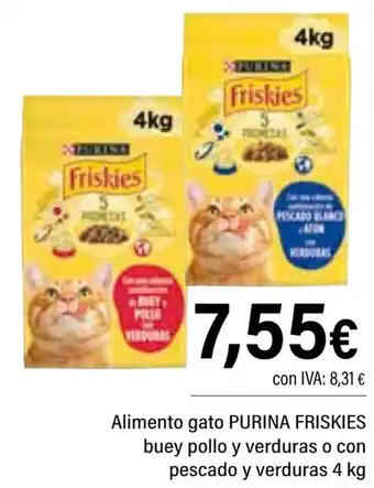 Cash Ifa PURINA FRISKIES Alimento gato buey pollo y verduras o con pescado y verduras oferta