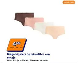 Action Braga hipsters de microfibra con encaje oferta
