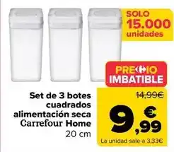 Carrefour Carrefour home - set de 3 botes cuadrados alimentación seca oferta