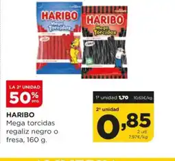 Alimerka HARIBO Mega torcidas regaliz negro o fresa oferta