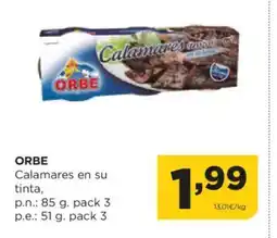 Alimerka ORBE Calamares en su tinta oferta