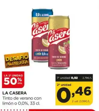 Alimerka LA CASERA Tinto de verano con limón o 0,0% oferta