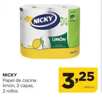Alimerka NICKY Papel de cocina limón, 2 capas, 2 rollos oferta