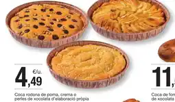 BonpreuEsclat Coca rodona de poma, crema o perles de xocolata d'elaboració pròpia oferta