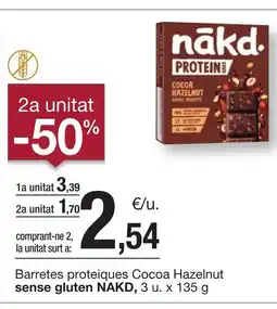 BonpreuEsclat NAKD Barretes proteiques Cocoa Hazelnut sense gluten oferta