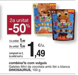 BonpreuEsclat DINOSAURUS Galetes Mini de xocolata amb llet o blanca oferta