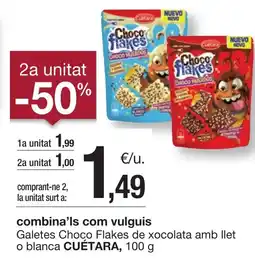 BonpreuEsclat CUÉTARA Galetes Choco Flakes de xocolata amb llet o blanca oferta