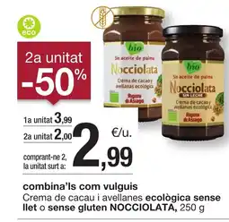 BonpreuEsclat NOCCIOLATA Crema de cacau i avellanes ecologica sense llet o sense gluten oferta