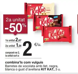 BonpreuEsclat KIT KAT Barretes de xocolata amb llet, negra, blanca o gust d'avellana oferta