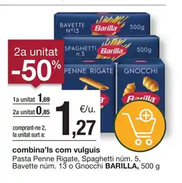 BonpreuEsclat BARILLA Pasta Penne Rigate, Spaghetti núm. 5, Bavette núm. 13 o Gnocchi oferta