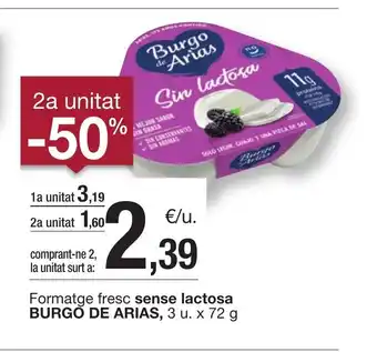 BonpreuEsclat BURGO DE ARIAS Formatge fresc sense lactosa oferta