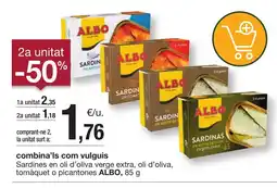 BonpreuEsclat ALBO Sardines en oli d'oliva verge extra, oli d'oliva, tomàquet o picantones oferta