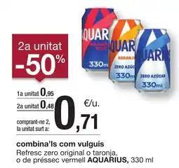 BonpreuEsclat AQUARIUS Refresc zero original o taronja, o de préssec vermell oferta