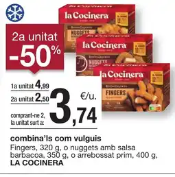 BonpreuEsclat LA COCINERA Fingers o nuggets amb salsa barbacoa, o ebossat prim oferta