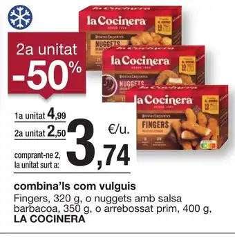 BonpreuEsclat LA COCINERA Fingers o nuggets amb salsa barbacoa, o ebossat prim oferta