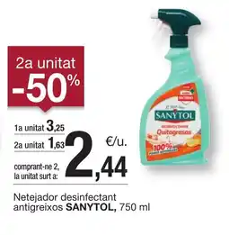 BonpreuEsclat SANYTOL Netejador desinfectant antigreixos oferta