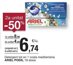 BonpreuEsclat ARIEL PODS Detergent tot en 1 costa mediterrània oferta