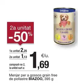 BonpreuEsclat BIAZOO Menjar per a gossos grain free de pollastre oferta