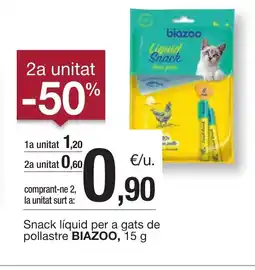 BonpreuEsclat BIAZOO Snack líquid per a gats de pollastre oferta