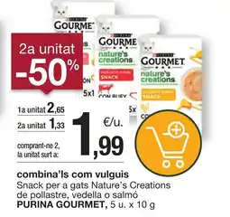 BonpreuEsclat PURINA GOURMET Snack per a gats Nature's Creations de pollastre, vedella o salmó oferta