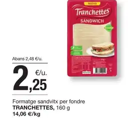 BonpreuEsclat TRANCHETTES Formatge sandvitx per fondre oferta