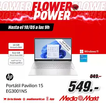 MediaMarkt HP Portátil Pavilion 15 EG3001NS oferta