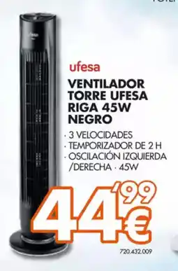 Expert UFESA Ventilador torre ufesa riga 45w negro oferta