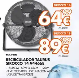 Expert TAURUS Recirculador taurus sirocco oferta