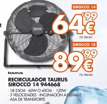 Expert TAURUS Recirculador taurus sirocco oferta