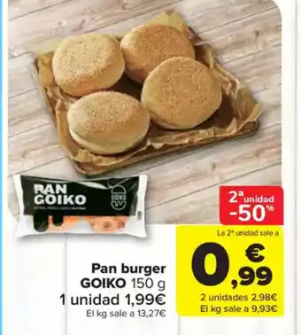 Carrefour Market GOIKO Pan burger oferta