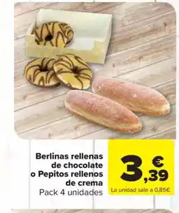 Carrefour Market Berlinas rellenas de chocolate o Pepitos rellenos oferta