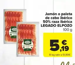 Carrefour Market LEGADO ELPOZO Jamón o paleta de cebo ibérico 50% raza ibérica oferta