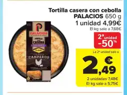 Carrefour Market PALACIOS Tortilla casera con cebolla oferta