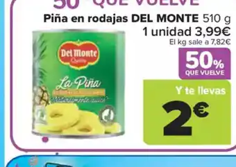 Carrefour Market DEL MONTE Piña en rodajas oferta