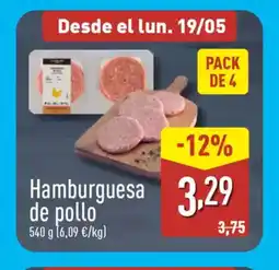 ALDI Hamburguesa de pollo oferta