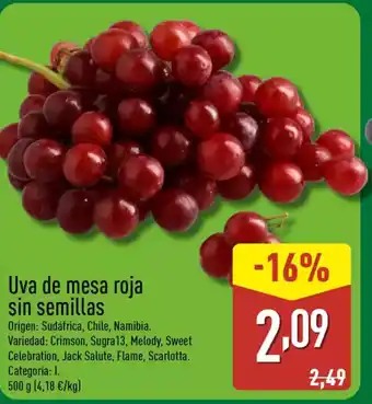 ALDI Uva de mesa roja sin semillas oferta