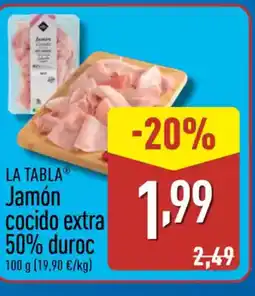 ALDI LA TABLA Jamón cocido extra 50% duroc oferta
