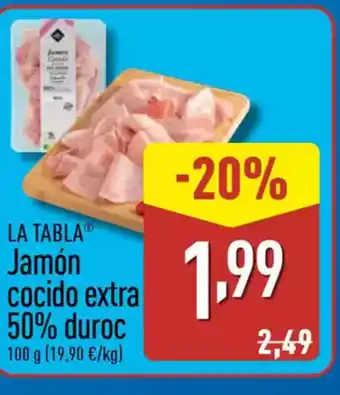ALDI LA TABLA Jamón cocido extra 50% duroc oferta