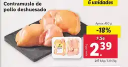 Lidl Contramuslo de pollo deshuesado oferta