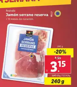 Lidl REALVALLE Jamón serrano reserva oferta