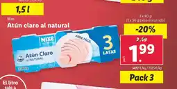 Lidl NIXE Atún claro al natural oferta