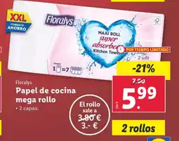 Lidl FLORALYS papel de cocina mega rollo oferta