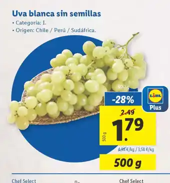 Lidl Uva blanca sin semillas oferta