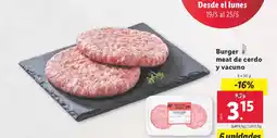 Lidl Burger meat de cerdo y vacuno oferta