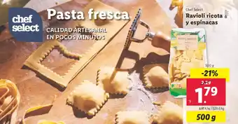Lidl CHEF SELECT Ravioli ricota E y espinacas oferta