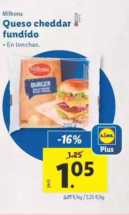 Lidl MILBONA Queso cheddar fundido oferta