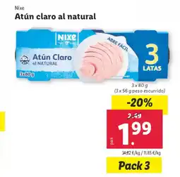 Lidl NIXE Atún claro al natural oferta