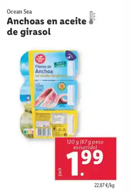 Lidl OCEAN SEA Anchoas en aceite de girasol oferta