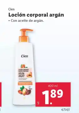 Lidl CIEN Loción corporal argán oferta
